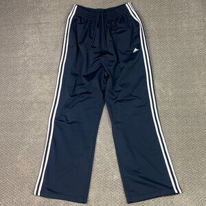 Adidas Track Pants Men's XL Blue White 3 Stripes Tricot Baggy Wide Leg Gym Run
